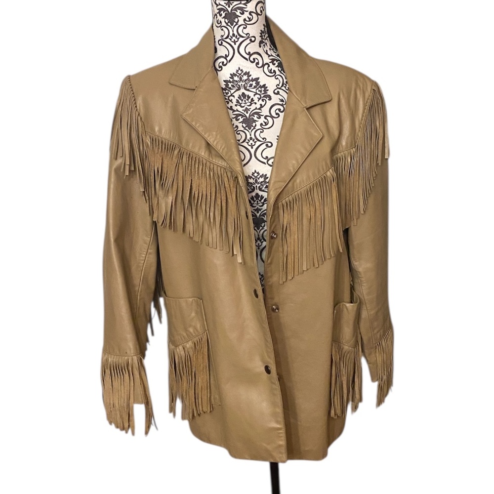 Vintage Fringe Genuine Leather Jacket Size Small